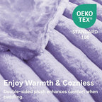 BEDELITE Faux Fur Throw Blanket for Couch, Soft and Cozy Luxurious 3D Striped Fluffy Blanket, 770GSM Thick Warm Plush Fuzzy Faux Rabbit Fur Blanket for Women Gift (Lavender, 60"x 80")