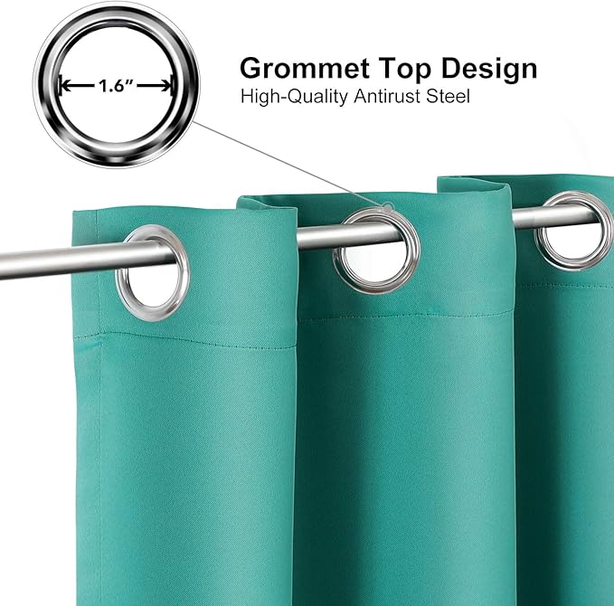 ChrisDowa Room Darkening Curtains 108 Inches Long 2 Panels Set for Living Room, Grommet Thermal Insulated Blackout Curtains for Bedroom (Teal, 52 x 108 Inch)