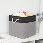 Bidtakay Fabric Cube Storage Bins for Organizing 13x13 Large Storage Baskets Decorative Storage Bins for Home Storage Set of 3 Shelf Organizer Bins for Toy Storage (Black&grey)