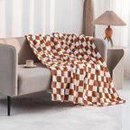 LOMAO Throw Blankets Flannel Blanket with Checkerboard Grid Pattern Soft Throw Blanket for Couch, Bed, Sofa Luxurious Warm and Cozy for All Seasons (Maple Brown, 90"x110")