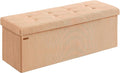 SONGMICS MAZIE Collection - Storage Ottoman Bench, Foldable Foot Rest, 15 x 43 x 15 Inches, End of Bed Bench, Storage Chest, Load 660 lb, Living Room, Bedroom, Entryway, Apricot ULSF604O01