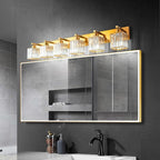 Modern 6-Light Gold Brushed Brass Finish Crystal Wall Light for Bathroom Vanity