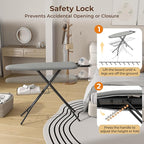 Yaheetech Ironing Board, Compact Iron Board with Cord Holder, Steam Iron Rest and Bottom Storage Tray, 9 Adjustable Heights & 3 Layer Cover, Folding Heavy Duty Ironing Board 52X14, Gray