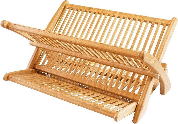 Totally Bamboo Eco Collapsible Dish Drying Rack, Natural Bamboo