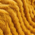 Lotus Karen Faux Fur Throw Blanket Ginger Yellow - Big Bubble Rabbit Fluff Blanket for Couch Bed Sofa,Softest Fluffy Fuzzy Cozy Blanket,Thick Furry Plush Shaggy Warm Blankets for Women,108x90 Inches