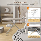 Yaheetech Ironing Board, Compact Iron Board with Cord Holder, Steam Iron Rest and Bottom Storage Tray, 9 Adjustable Heights & 3 Layer Cover, Folding Heavy Duty Ironing Board 52X14, Beige