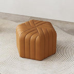 homary 18.5" Hexagonal Pouf Ottoman Upholstered, Velvet Footrest Rest Stools Modern Sofa Footrest Entryway Shoe Changing Stool, Low Coffee Table Footstool for Living Room/Bedroom/Entrway-Brown