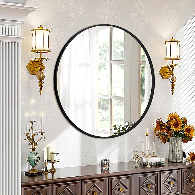 Fabuday 36 Inch Black Round Wall Mirror for Bathroom & Living Room