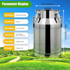 Stainless Steel Milk Can, 30L/7.9 Gallon Heavy Duty Airtight Storage Canister Milk Bucket with Lid, Embedded Silicone Milk Jug Wine Pail Water Cereals Bucket with Three Latches and Two Handles