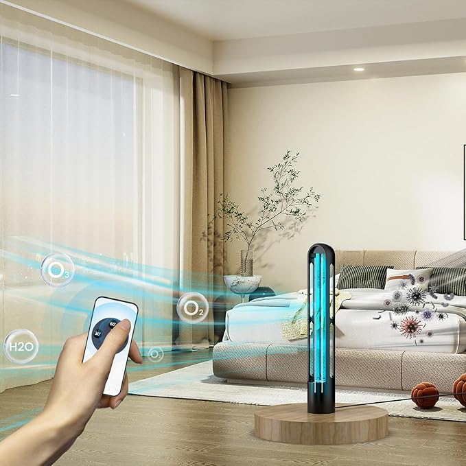 UV Light Sanitizer, Ultraviolet Lamp with Remote Control for Bed Bugs and Dust Mites, Home Disinfection Device UV Lamp for Home, Room & Kitchen, Ultraviolet Light with 3 Speed Timings