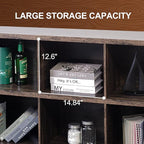 8 Cube Storage Organizer Bookshelf, Industrial Horizontal Bookcase, Accent Cubby Shelf, Media Console Table for Living Room, Home Office, 63 Inches, Dark Grey Oak