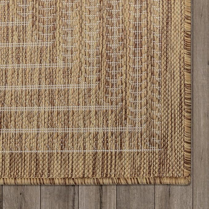 Adiva Rugs Outdoor Indoor Area Rug, Weather Resistant, Easy to Clean, Stain Resistant Floor Mat for Dining Room, Backyard, Deck, Patio (Wooden, 2' x 3')
