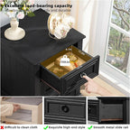 18" Farmhouse Night Stand with 3 Drawers, Wood End Table Dresser for Bedroom, Black Nightstand, Bed Side Table with Metal Handle, Bedside Cabinet for Bedroom Living Room, Closet