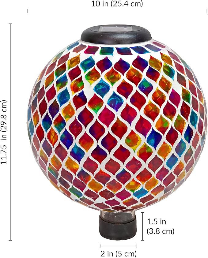 Sunnydaze 10-Inch Solar Gazing Ball for Garden - Glass Outdoor Gazing Globe - Summer Trellis - Set of 2