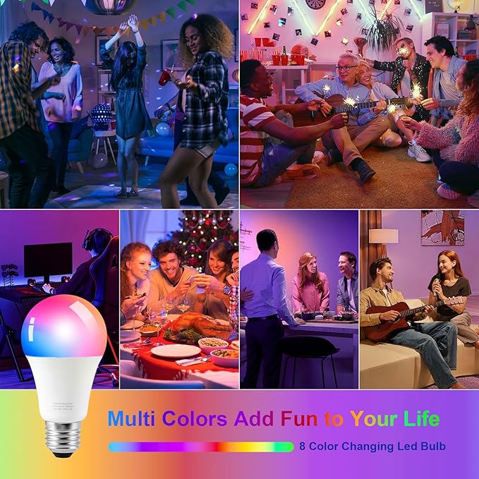 Ambimall Floor Lamp for Living Room with Smart Light Bulb, RGB + Stepless Dimmable Colors Temperature & Brightness(White Shade & Black Pole)