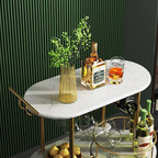 Gold Bar Carts with 4-Tier Storage Shelves, Mobile Bar Serving Cart with Wine Rack and Glass Holder, for The Home, Kitchen, Living Room, Dining Room