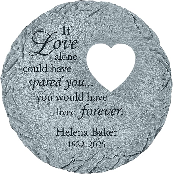 Let's Make Memories Personalized Memorial Stone - Sympathy Garden Marker - Durable, Weather-Resistant Cast Resin - Engraved with Your Loved One's Name - Personalized Condolences - 12" Diameter