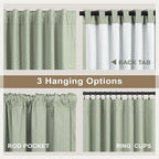 Living Room Green Black Out Curtains 63 Inch Long 2 Panel Thermal Insulated Heat Blocking Sage Green Light Curtains for Nursery Teen Boys Bedroom Playroom Office Boho Cottage Core Decorative 63 Length