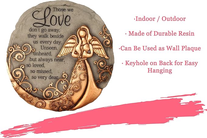 Spoontiques - Garden Décor - Bronze Angel Stepping Stone - Decorative Stone for Garden