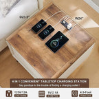 RedLemon 24" Nightstand Set of 2 with Charger Station - Antique White