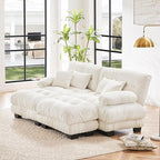 Loveseat Modular Sectional Sofa, U Shaped Couch with Ottoman, Cloud Couch Sectional Couch Home Sofa Living Room Oversized Couch Deep Seat Couch with Round Bolster Armrests 4 Pillows(White)