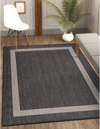 CAMILSON Outdoor Rug 10x14, Large Modern Outside Rugs for Patios Porches Waterproof Durable Washable Non-Shedding, Easy-to-Clean Indoor Outdoor Area Carpet (10 x 14, Bordered - Dark Gray/Light Gray)