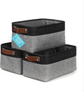 OrganiHaus Small Fabric Storage Baskets for Shelves 3 Pack, 12x8in Closet Storage Bins for Shelves, Cloth Baskets for Organizing, Linen Closet Organizers, Fabric Basket, Gray/Black