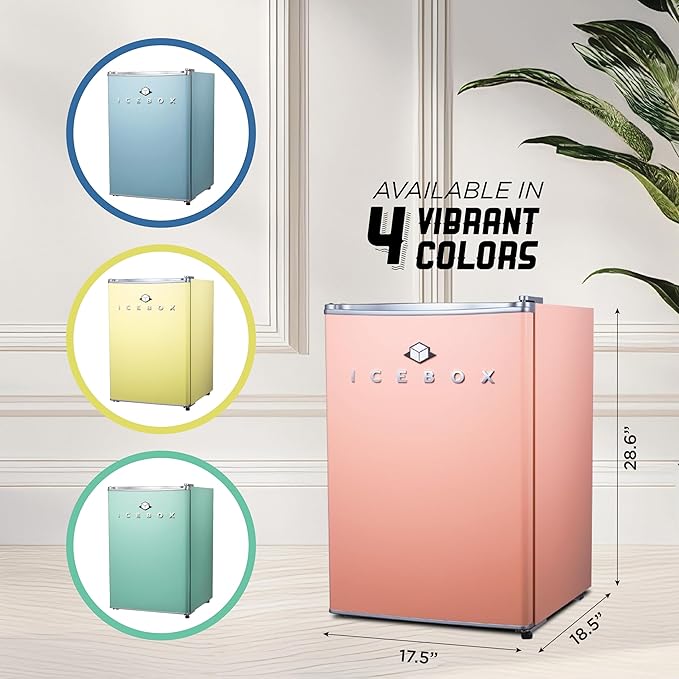 IBCR25BLS Compact, Energy Star Certified Small, Single Door Mini Fridge with Freezer Refrigerator, Large (2.5 cu ft), Blush Red