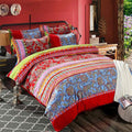 ABREEZE Bohemian Duvet Cover Set Boho Bedding Colorful Red Boho Retro Bedding Set Damask Paisley Cotton Duvet Cover Tribal Reversible Bedding Exotic Style Comforter Cover 3-Piece Cal.King