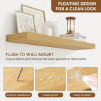 fuqing Floating Shelves for Wall, Bathroom Shelf Wall Mounted for Storage, Shelves with Invisible Bracket for Bedroom, Kitchen, Living Room, Farmhouse Small Book Shelf, 32 Inch Set of 2, Oak