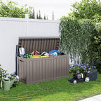 80 Gallon Resin Deck Box, Lockable Patio Outdoor Storage Box for Furniture, Garden Tools and Tools Storage, Waterproof Outside Storage Boxes - Grey