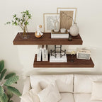 Floating Shelves 36 Inch Long, 12 Inch Deep Floating Shelves for Wall, 36 x 12 Shelves for Wall Storage & Display, 2" Thick Floating Shelf for Bathroom, Living Room, Bedroom, Walnut Color, Set of 1
