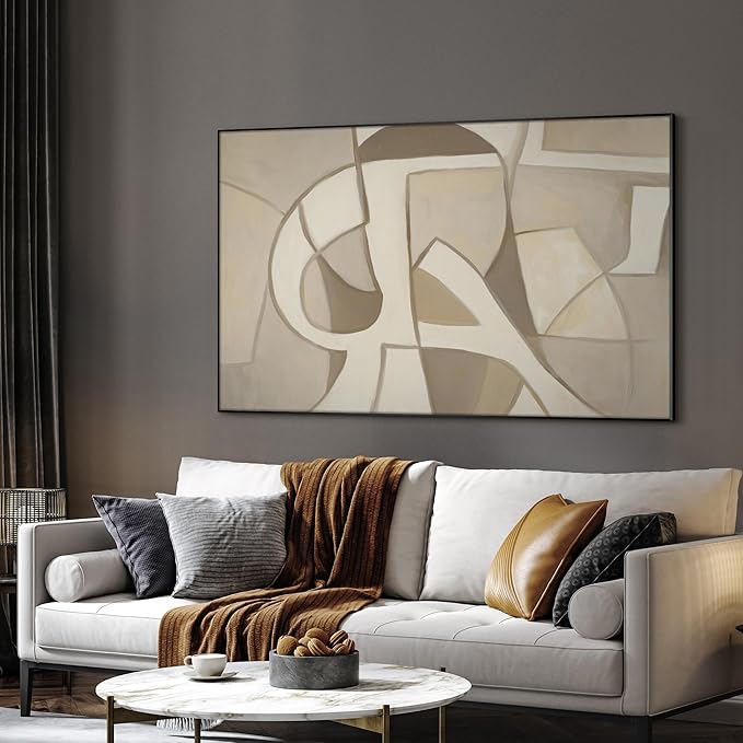 SIGNWIN 30"x60" Extra Large Framed Wall Art Neutral Abstract Geometric in Mid-Century Style, Retro-Inspired Design for Home Living Room Bedroom Decor (Frame Assembly Required)