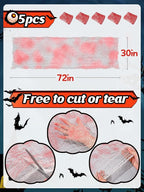 5Pcs Halloween Blood Red Creepy Cloth- Spooky Gauze Fabric Cloth for Haunted Horror House Halloween Party Doorway Outdoors Decoration (30" ×72")