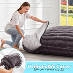 Hobestluk 3 in 1 Bean Bag Chair Giant Bean Bag Chairs for Adults with Ripple Cover Convertible Bean Bag Floor Cushion with Machine Washable Cover for Living Room (Ripple Dark Grey)