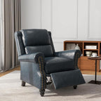 UIXE Faux Leather Recliner Chairs Set of 2, Pushback Armchair Overstuffed Accent Chair for Living Room, Rivet Trim Club Chair Home Theater Bedroom Reading Seat - Navy Blue