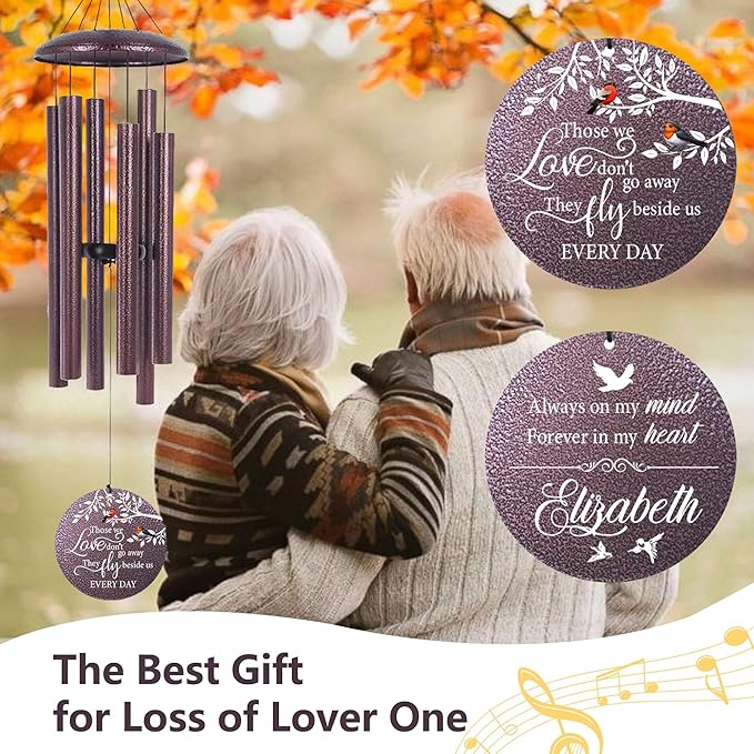 ASTARIN 36" Large Deep Tone Personalized Name Sympathy Wind Chimes, Cardinal Memorial Wind Chime for Loss of Mother Father Loved One, Bereavement Condolence Gifts Decor Outdoor Patio Garden