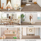Baby Play Mat for Floor Tummy Time Mat Nursery Rug Muscle Mat Area Rug Playroom Rug Tatami Mat 13'1"x6'7" Memory Foam 1.3" Thick Crawling Mat For Babies,Toddlers, Infants, Kids,Floor Mat(Brown)