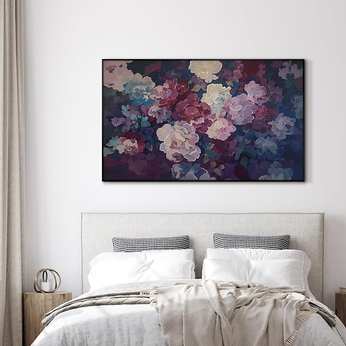 SIGNWIN 30"x60" Extra Large Framed Wall Art Bold Peony Bloom in Colorful Impressionist Style, Lush Floral for Home Living Room Bedroom Decor (Frame Assembly Required)