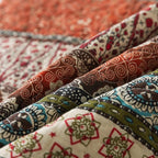 NEWLAKE Cotton Bedspread Quilt Sets - Reversible Patchwork Coverlet Set, Red Striped Jacquard Pattern, Oversized King Size