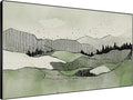 SIGNWIN 46"x72" Extra Large Framed Wall Art Green Line Art Mountain Landscape Illustration for Home Living Room Bedroom Decor (Frame Assembly Required)