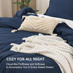 Litanika Navy Blue Comforter King Size, 3 Pieces Lightweight Solid Bedding Comforter Set, All Season Fluffy Bed Set (104x90In Comforter & 2 Pillowcases)