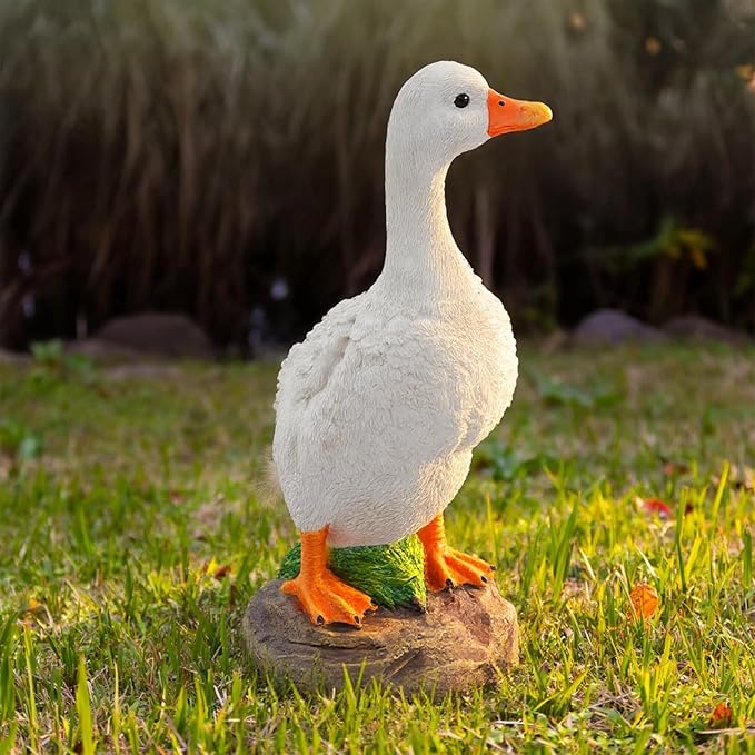 Elenon Goose Statue Garden Decorative, 11 inch High Adorable Flower Bed Outdoor Decor, Yard Patio Art Decor Sculptures Table Ornament