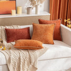 MIULEE Pack of 2 Fall Couch Throw Pillow Covers 16x16 Inch Rust Farmhouse Decorative Pillow Covers with Stitched Edge Soft Chenille Solid Dyed Pillow Covers for Sofa Bed Living Room