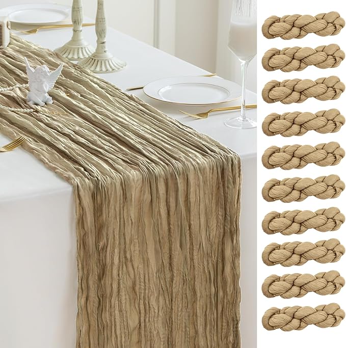 Sioloc Nude Cheesecloth Table Runner Fall Autumn Decor for Home 10ft Table Cloth for Tea Wedding Birthday Party Baby Bridal Shower Halloween Thanksgiving