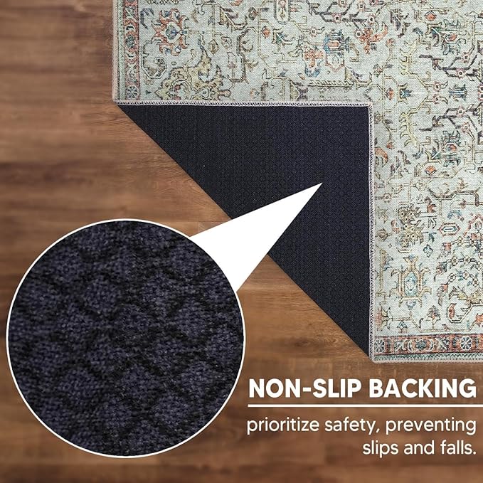 Keen Home Design 3x5 Rug - Machine Washable Entry Rug with Non-Slip Backing, Ideal for Enteryway, Kitchen, Bathroom, Laundry Room - Vintage, Easy Clean, Durable, Low Pile Rug - (3' x 5')