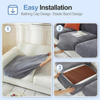 Large Backrest Cushion Covers Super Stretch Backrest Covers for 2 Cushion Couch Sofa, Couch Back Cushion Covers Featuring with Chenille Yarn (Softer Version, 2PC, Dark Grey)