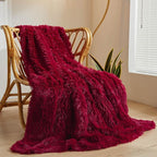 XeGe Luxury Faux Fur Throw, Red Soft 50x60 Fluffy Blanket, Shaggy Plush Decorative Couch Blanket, Autumn Cute Furry Fuzzy Lap Bed Throw for Kids Women Men Teen Girls