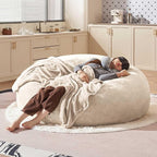 Bean Bag Chair 5Ft, Memory Foam Filled, Large Beanbag Chairs for Adults and Teens, Soft Sofa with Removable Flannel Cover, Round Couch for Living Room Bedroom College Dorm (Apricot, 5FT-60×60"×24")