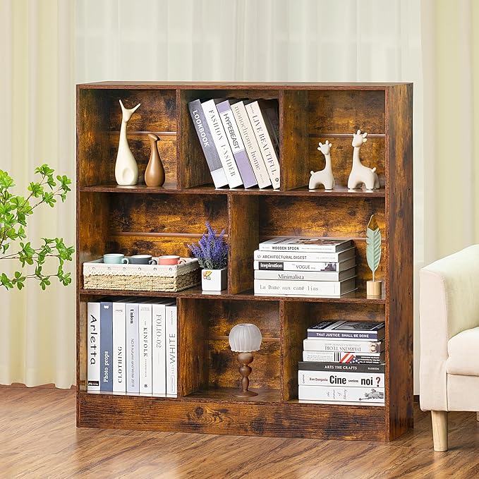 8 Cube Bookshelf with Base - 3 Tier Storage Organizer by LEYAOYAO
